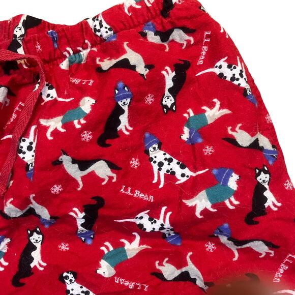 L.L. Bean  Women Large Husky Retriever Dog Snow Pajama Sleep Pants Flannel Red - Picture 1 of 10